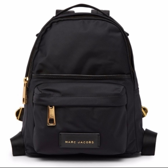 Marc Jacobs Handbags - Marc Jacobs Mini Varsity Nylon Backpack Black Gold